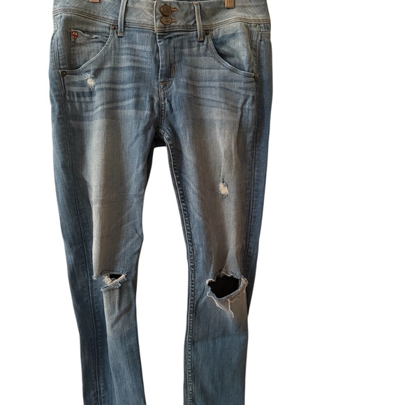 Hudson Jeans Distressed Blue Skinny Jeans - Picture 1 of 4
